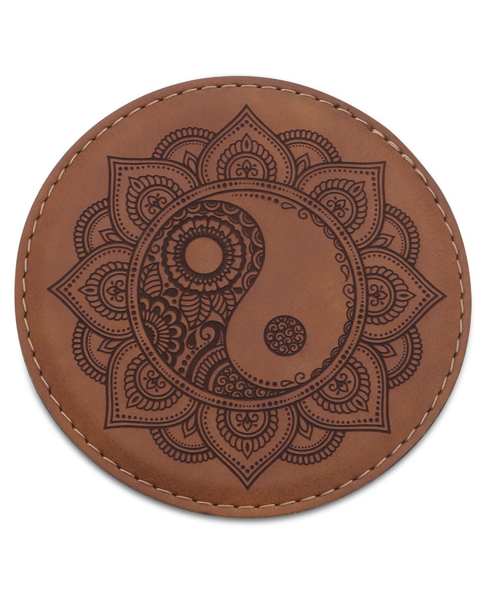 Yin Yang Artistic Faux Leather Coasters、mySite、topwebapps