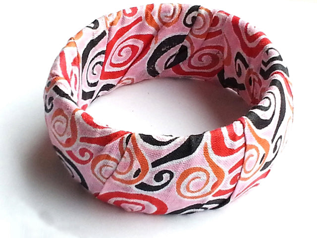 Pink, Red, Black, Orange and White African Print Bangle-DPJ247、mySite、solidvoid