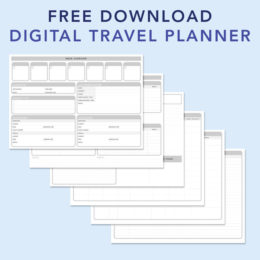 FREE Travel Planner Printable Template、mySite、garagedoors4me