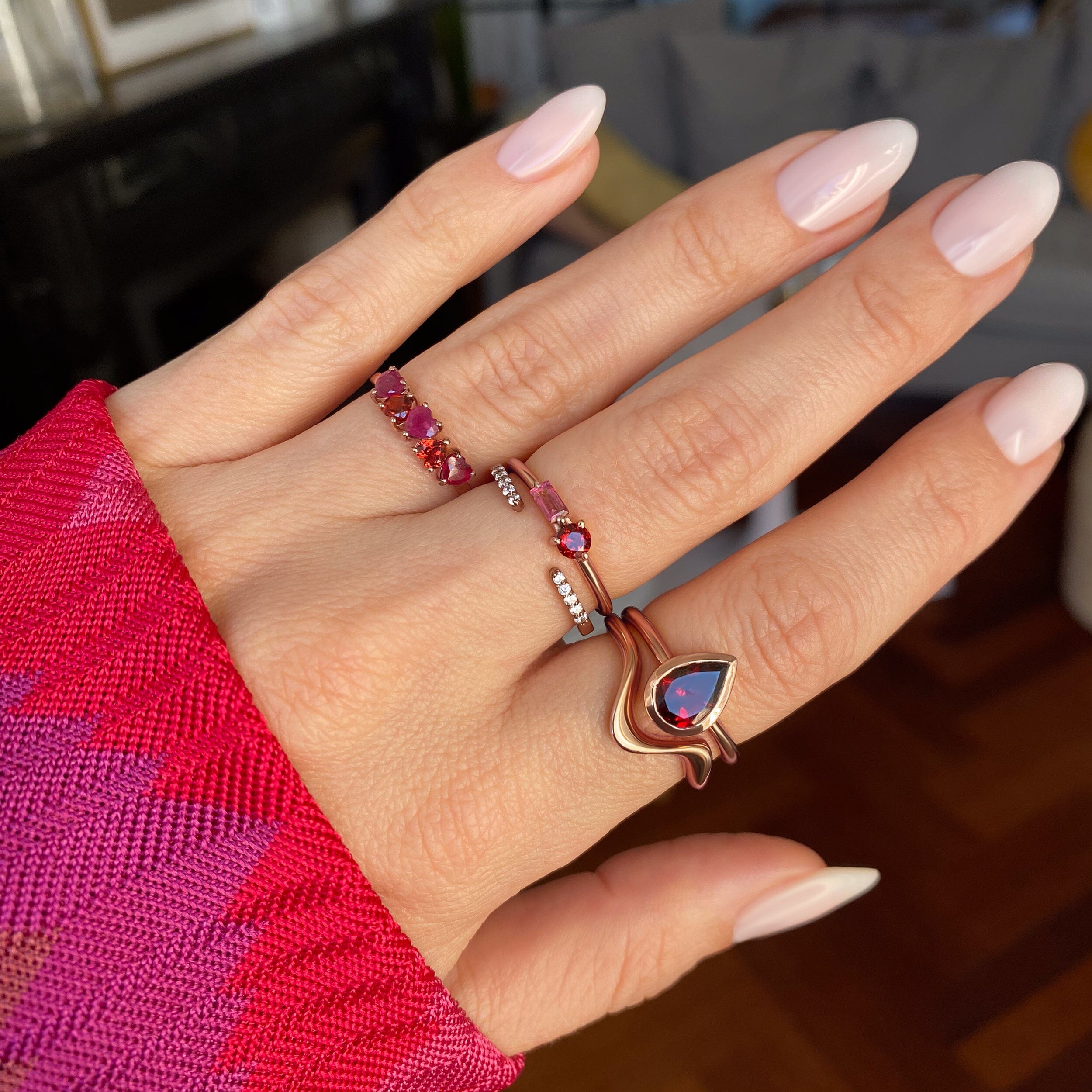Garnet & Pink Topaz Dainty Ring - Haze、mySite、hinf8tx79