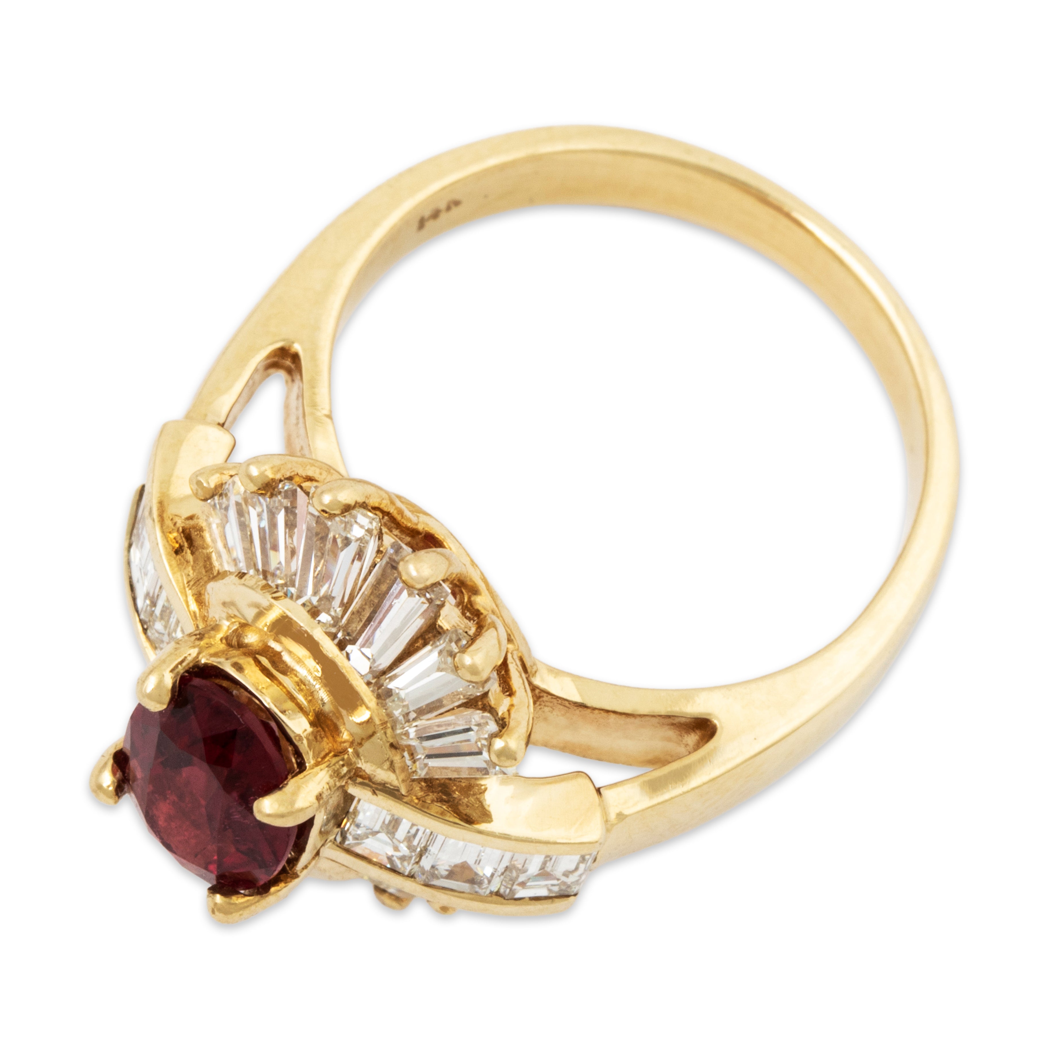 Vintage Stunning 14k Yellow Gold Tourmaline 1.5cttw Diamond Ballerina Halo Ring、mySite、hinf8tx79