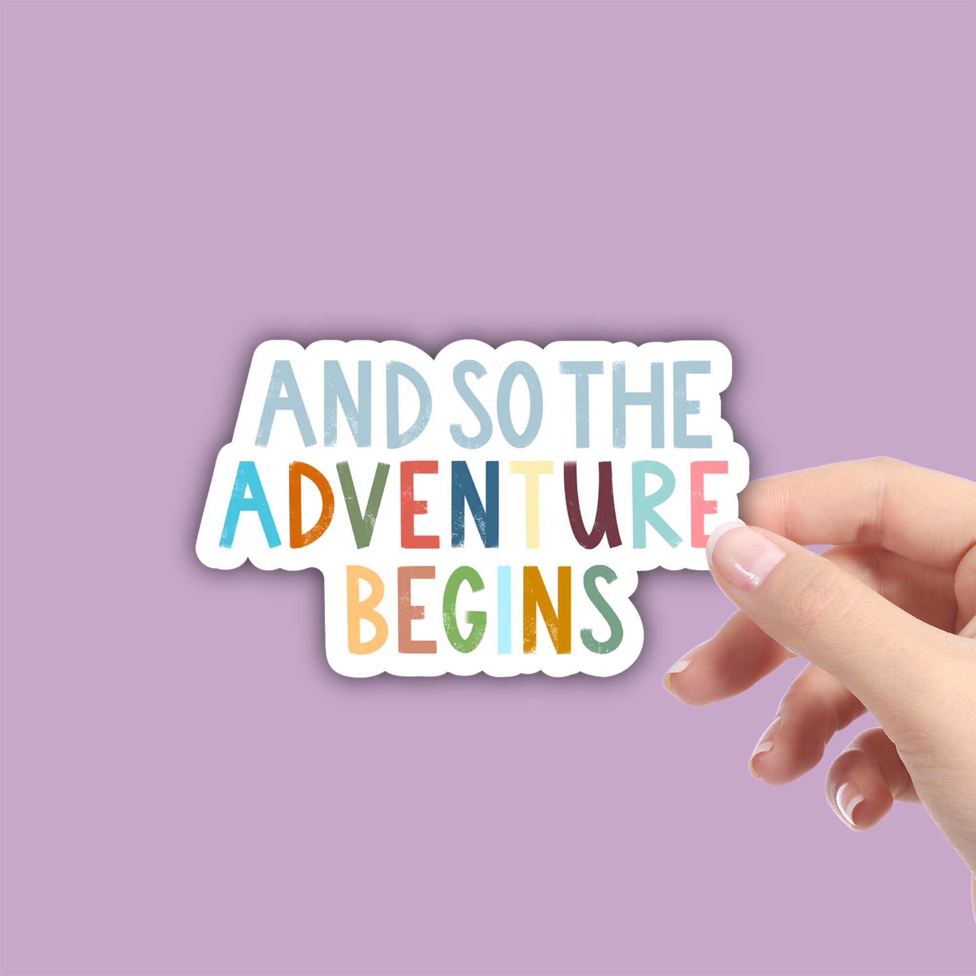  And So The Adventure Begins Positivity Lettering Sticker、mySite、elrpsem3k