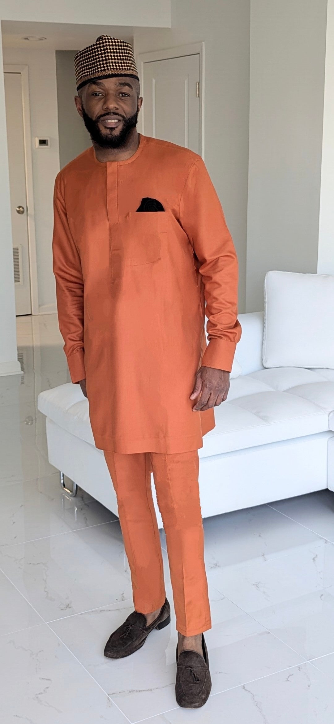 Dupsie's Maidala Burnt-Orange African Senator Dashiki Suit DPASBOLS3、mySite、solidvoid