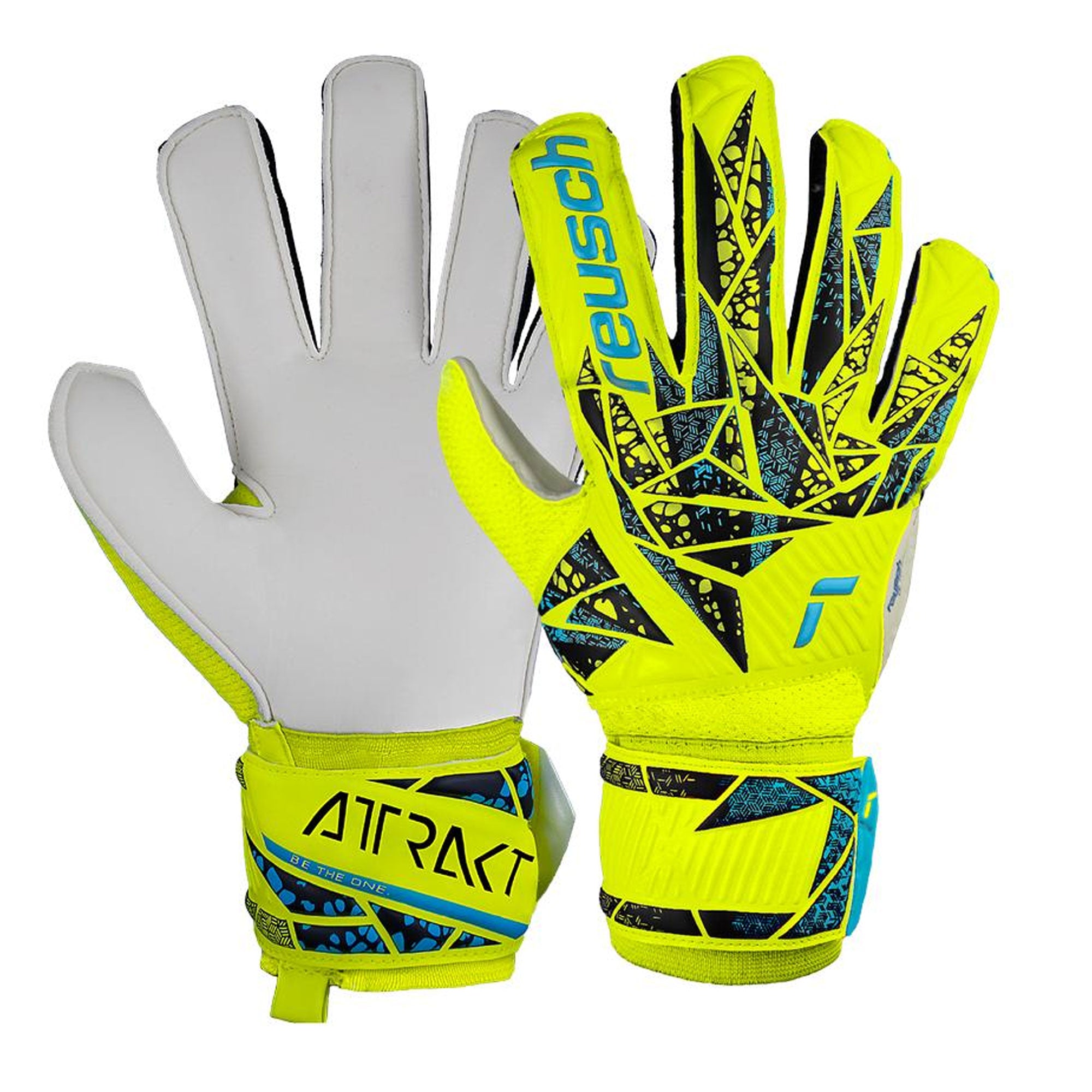Reusch Men's Attrakt Solid Goalkeeper Gloves Safety Yellow/Future Blue、mySite、bottomscart