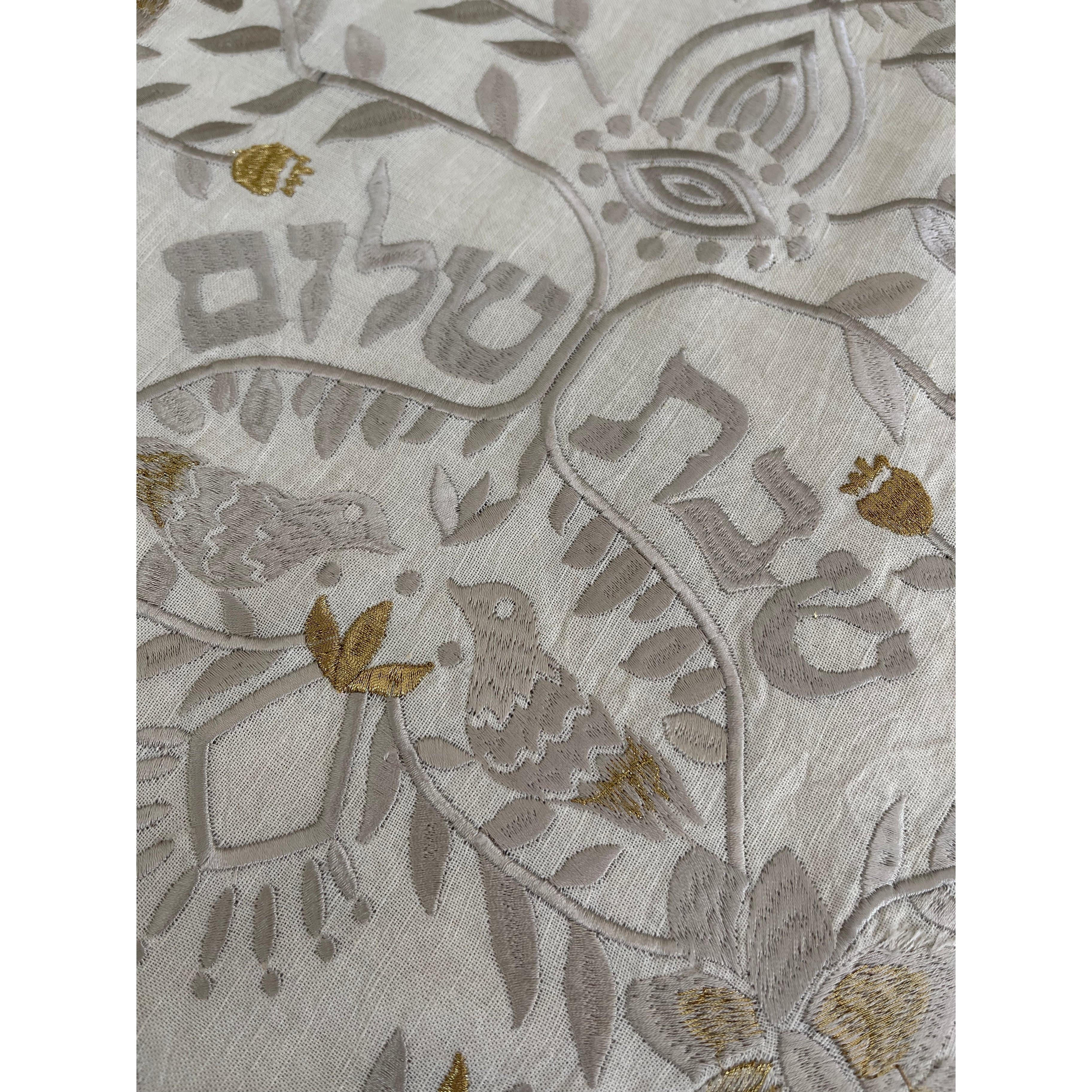 Handmade Linen Challah Cover - Beige and Beige、mySite、topwebapps