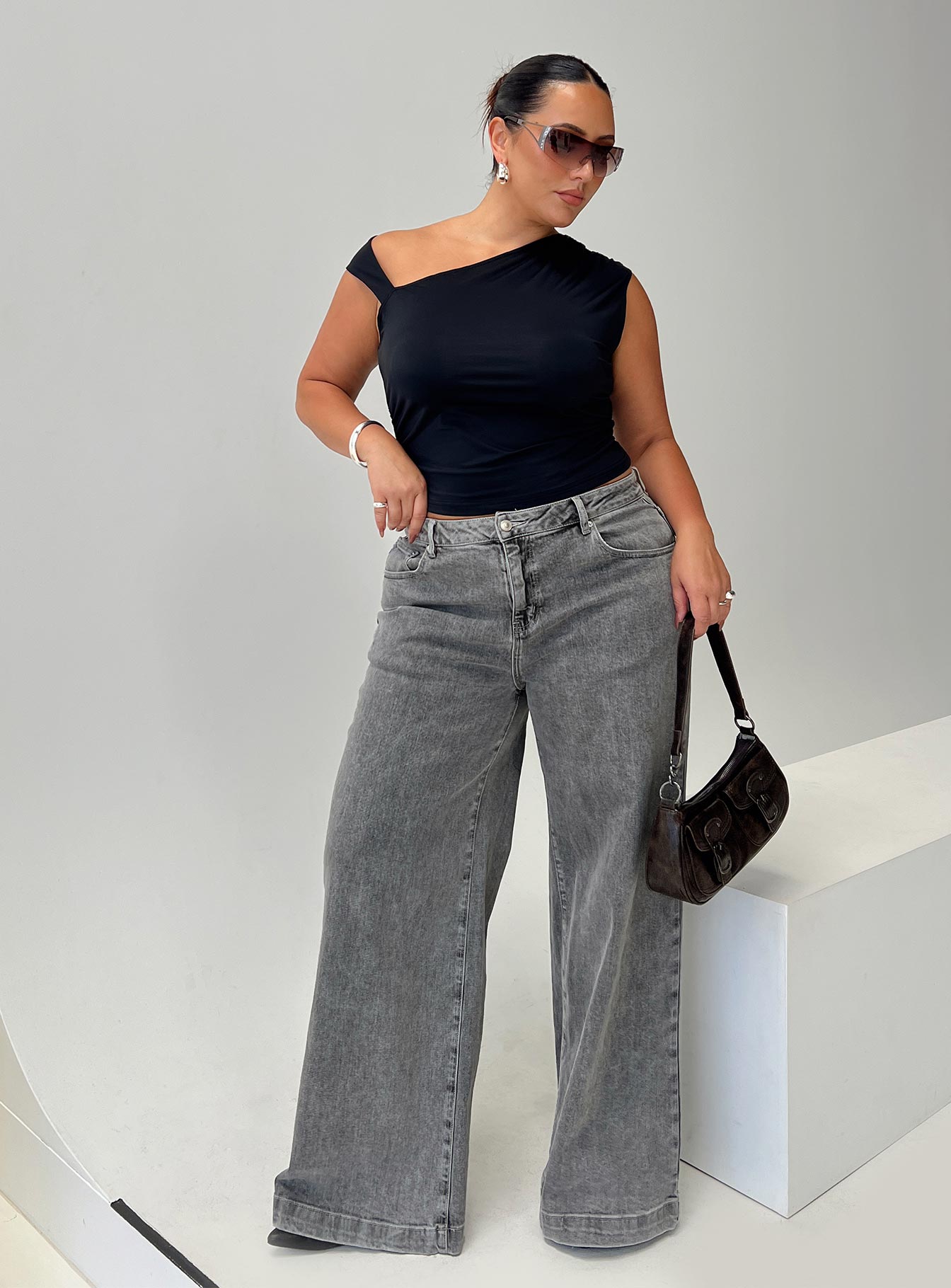Wolfie High Rise Wide Leg Slouchy Jeans Steel Curve、mySite、solidvoid