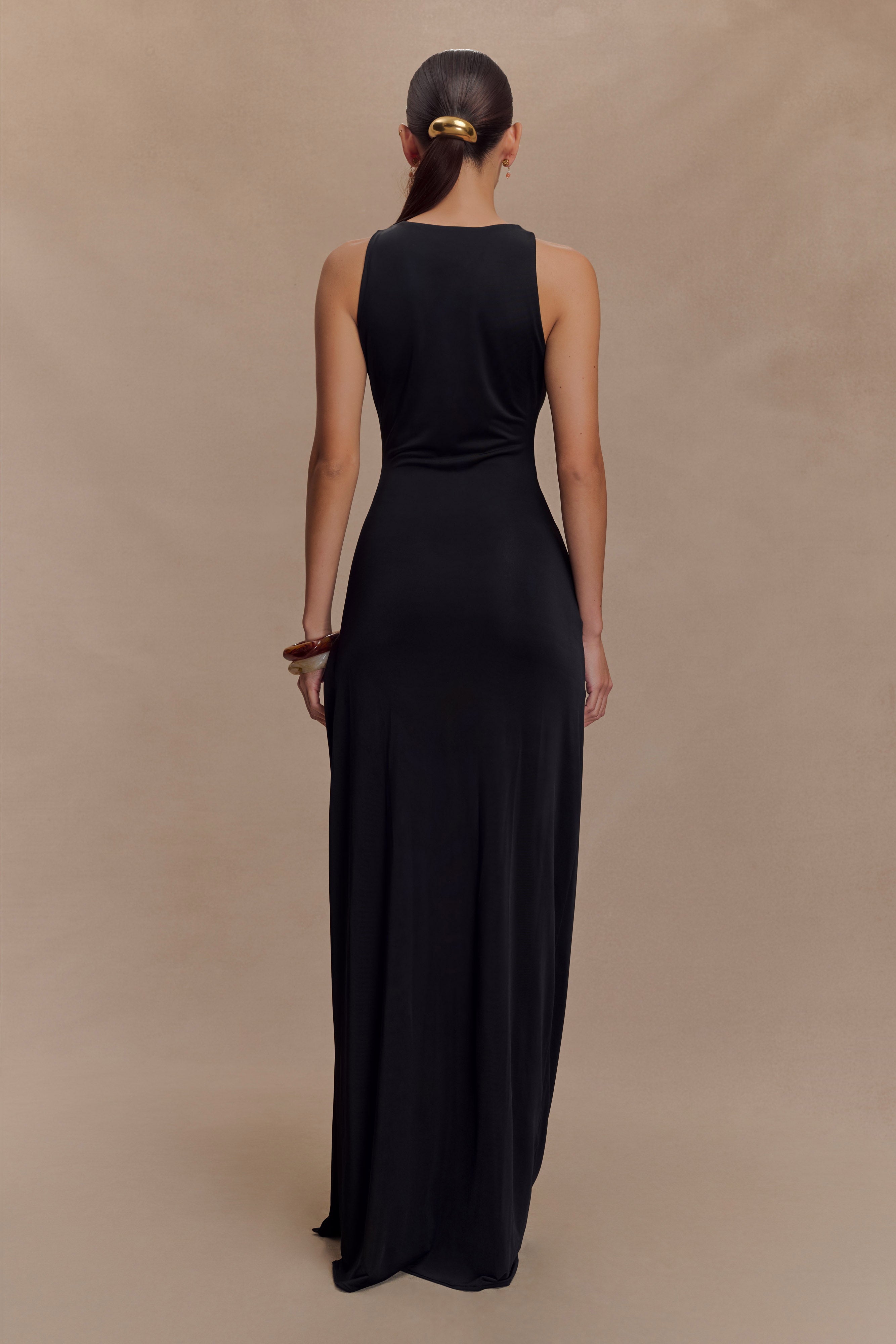 Kaiden Slinky Beaded Maxi Dress - Black、mySite、solidvoid