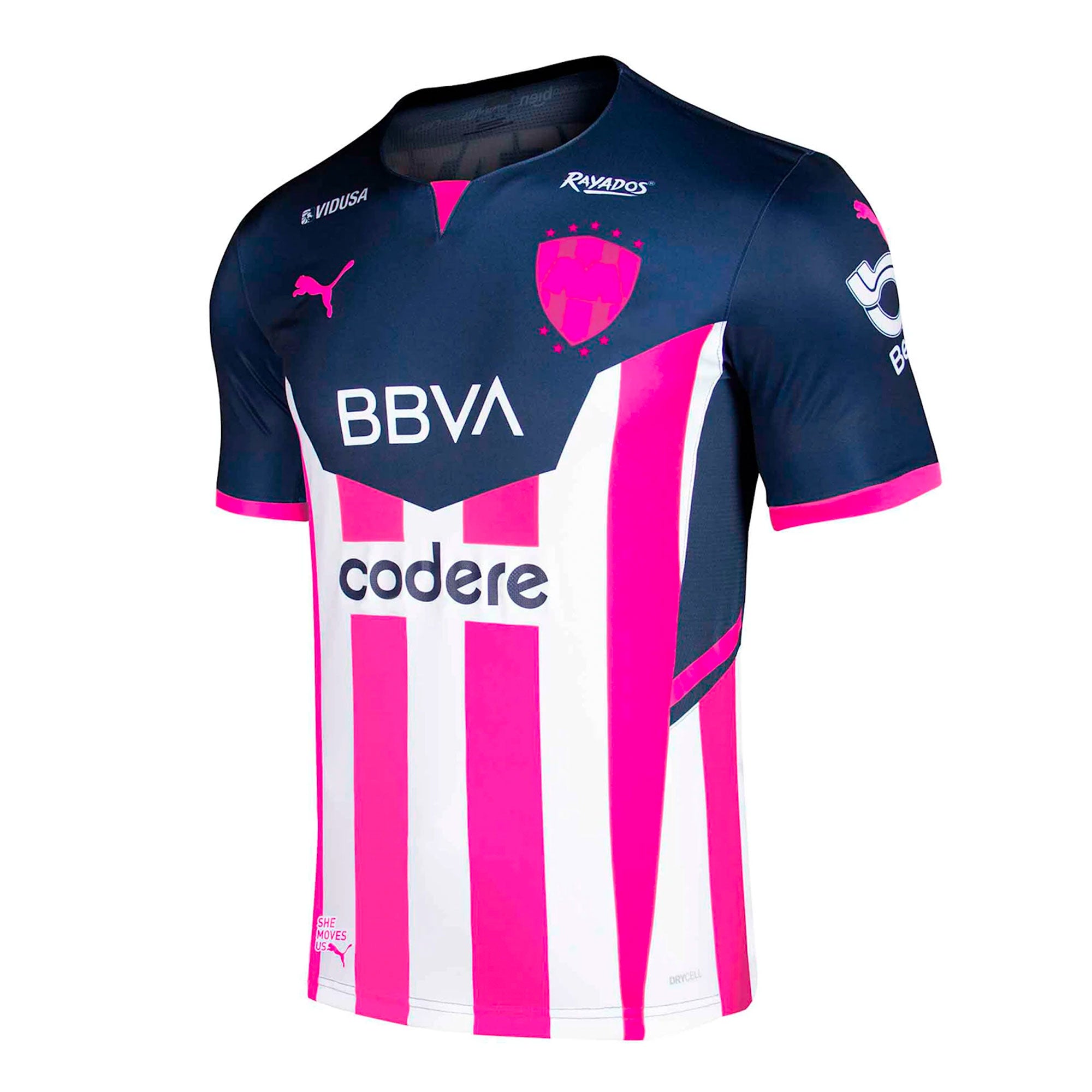 PUMA Men's Monterrey 2021/22 Authentic Breast Cancer Awareness Jersey Navy/Pink、mySite、noshort