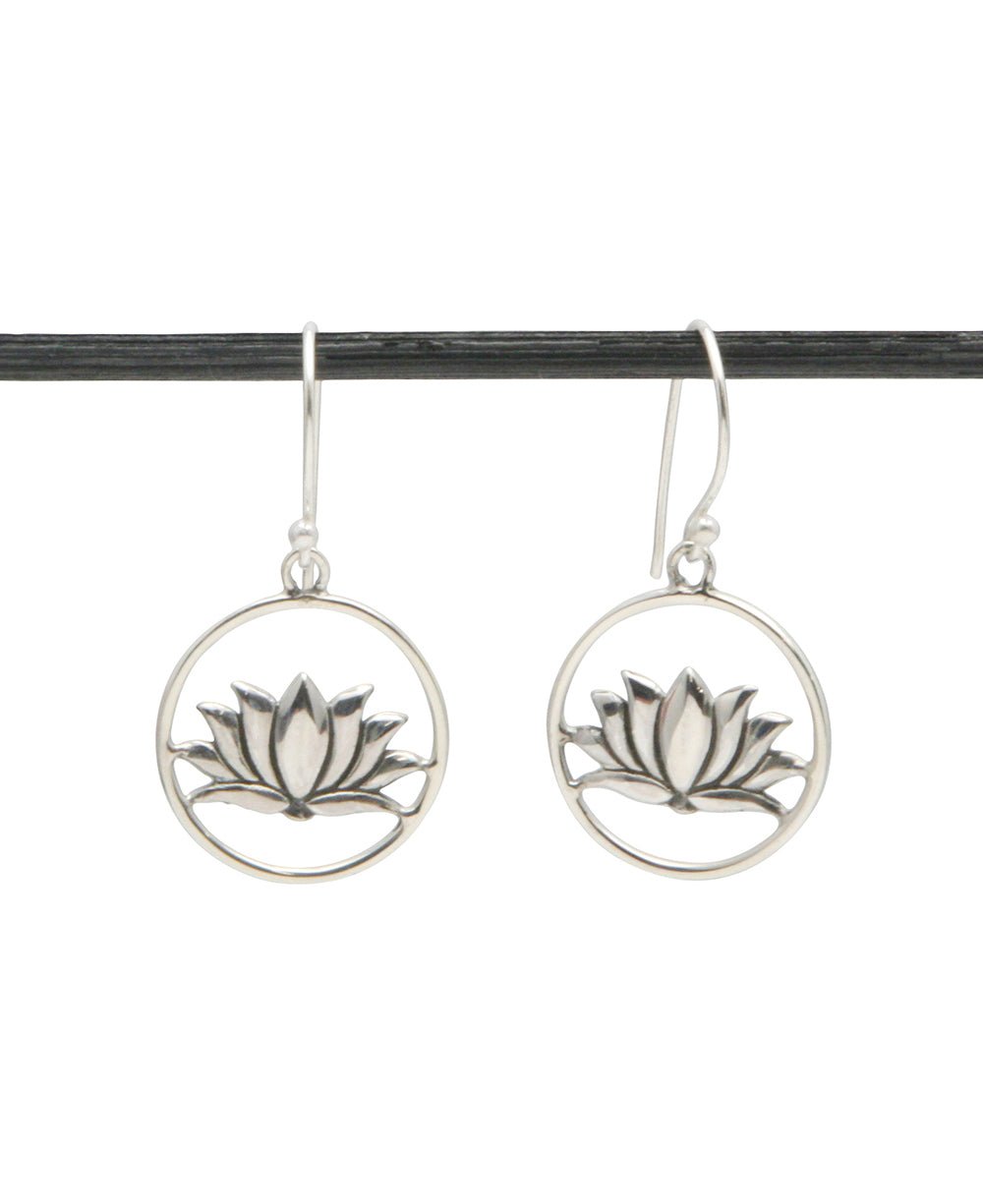 Sterling Silver Wire Frame Lotus Earrings、mySite、topwebapps