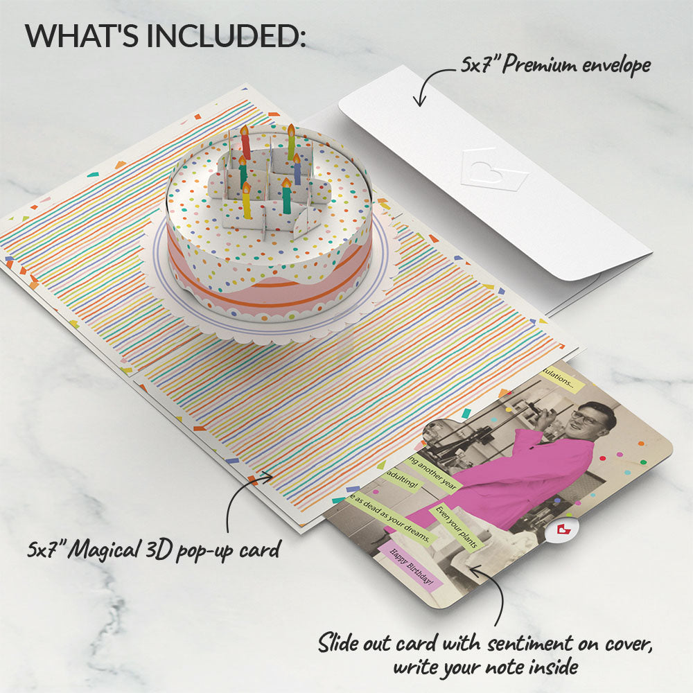 Confetti Cake Birthday Pop-Up Card and Survive Another Year of Adulting Sentiment Set、mySite、solidvoid