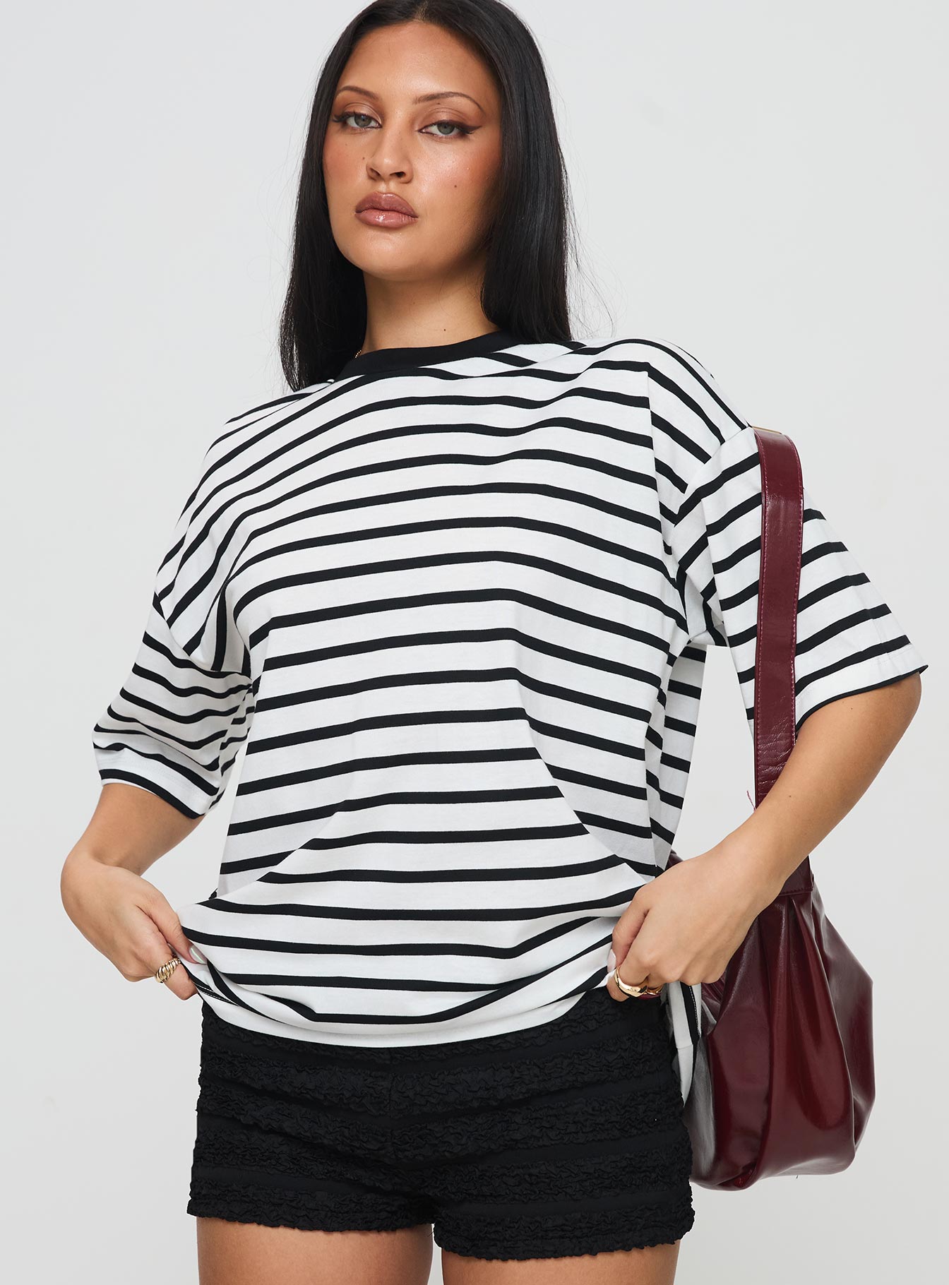 Nersa Oversized Tee Black/white Stripe、mySite、solidvoid