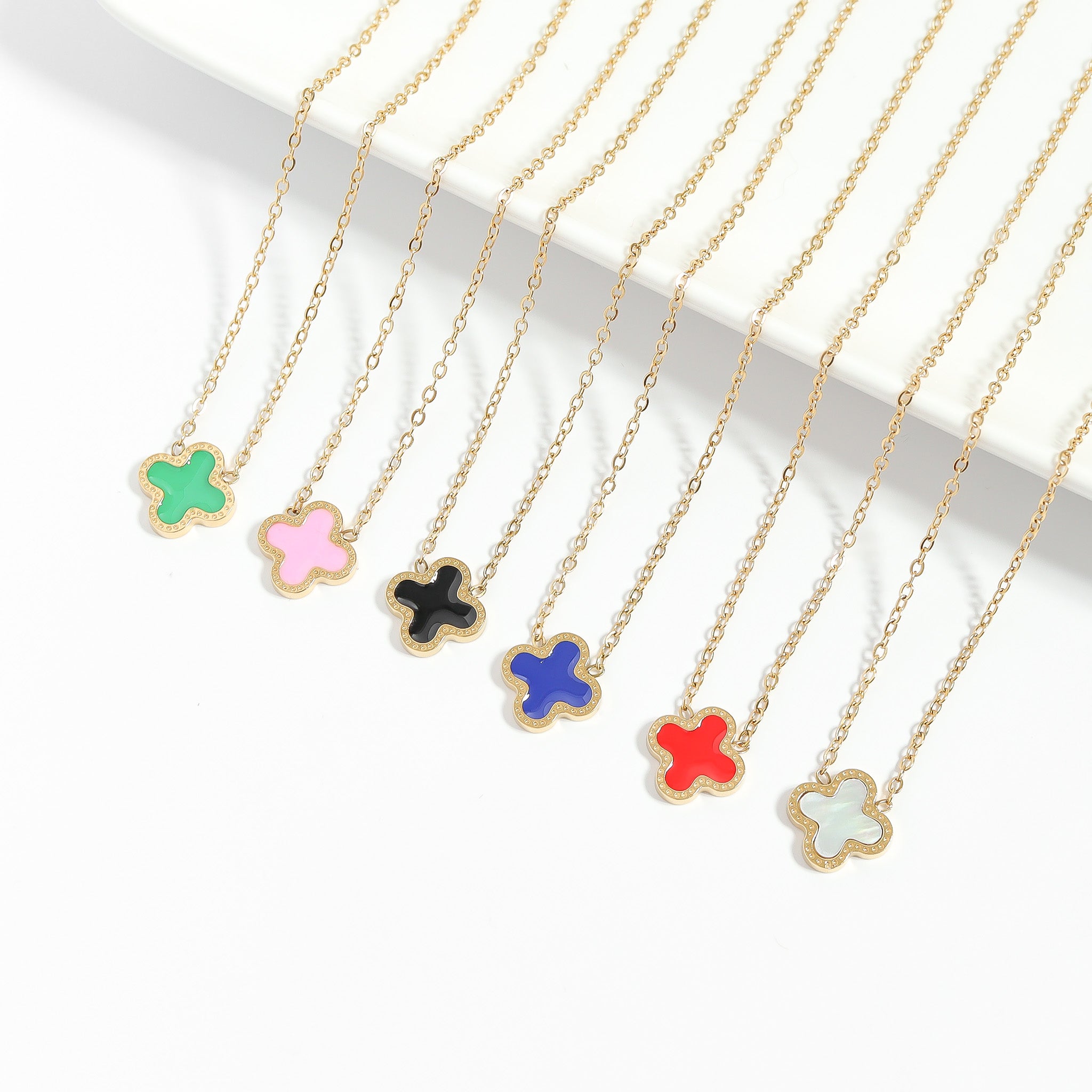 18K Gold PVD Stainless Steel Lucky Clover Charm Necklace / CHN0046、mySite、dreamappss