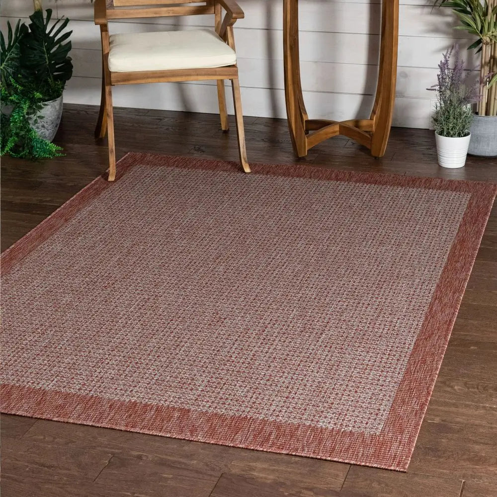 Odin Solid & Striped Border Indoor Outdoor Coral Flatweave Rug、mySite、gigharbornorthrealestate