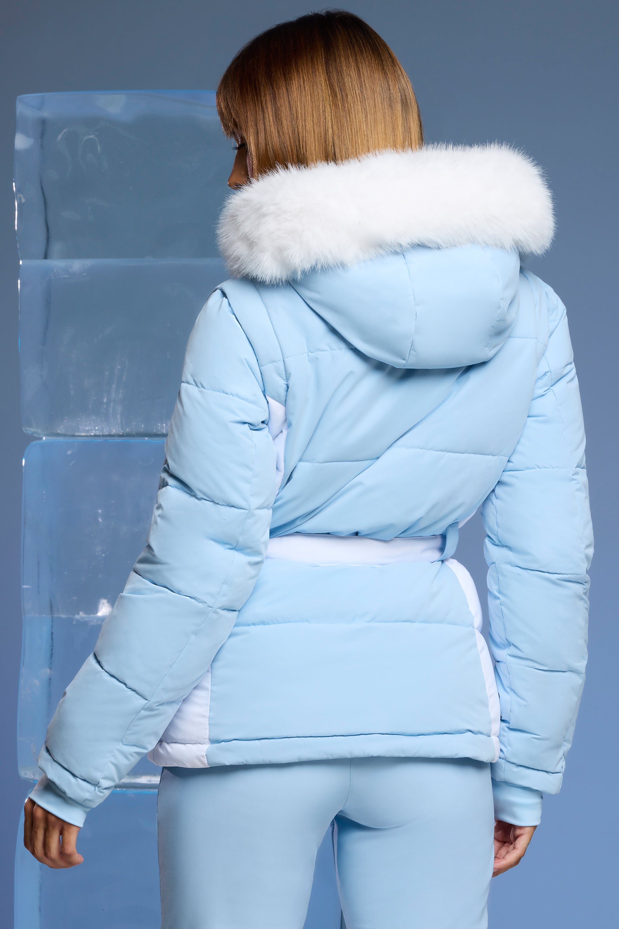 Ski Jacket with Detachable Sleeves in Baby Blue、mySite、solidvoid