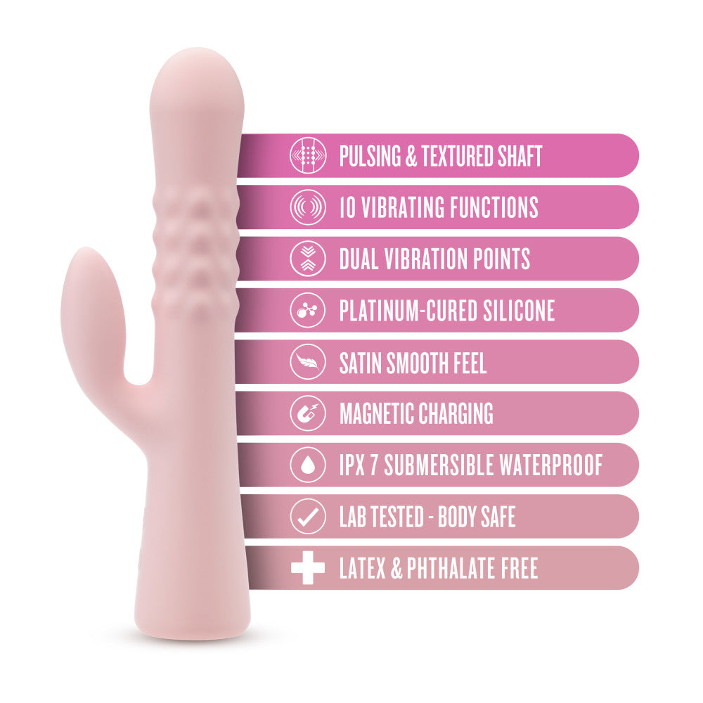 Blush | Jaymie 9.25 Inch G Spot Clitoral Dual Stimulation Rabbit Vibrator In Pink - 10 Vibration Modes - Soft Silicone、mySite、bottomscart