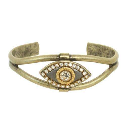 Michal Golan Silver and Gold Evil Eye Cuff Bracelet、mySite、topwebapps