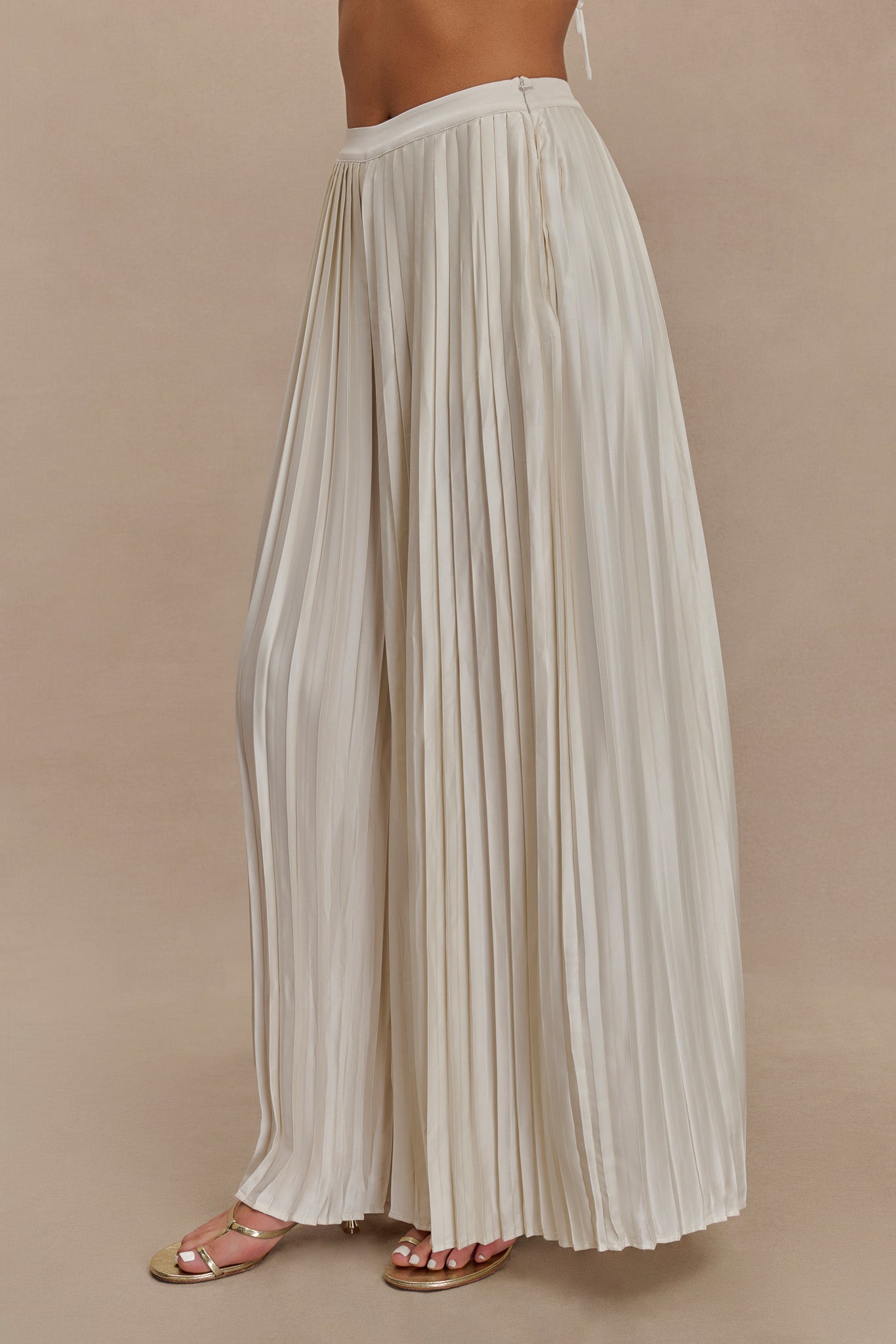 Kennedy Plisse Wide Leg Pants - Ivory、mySite、solidvoid