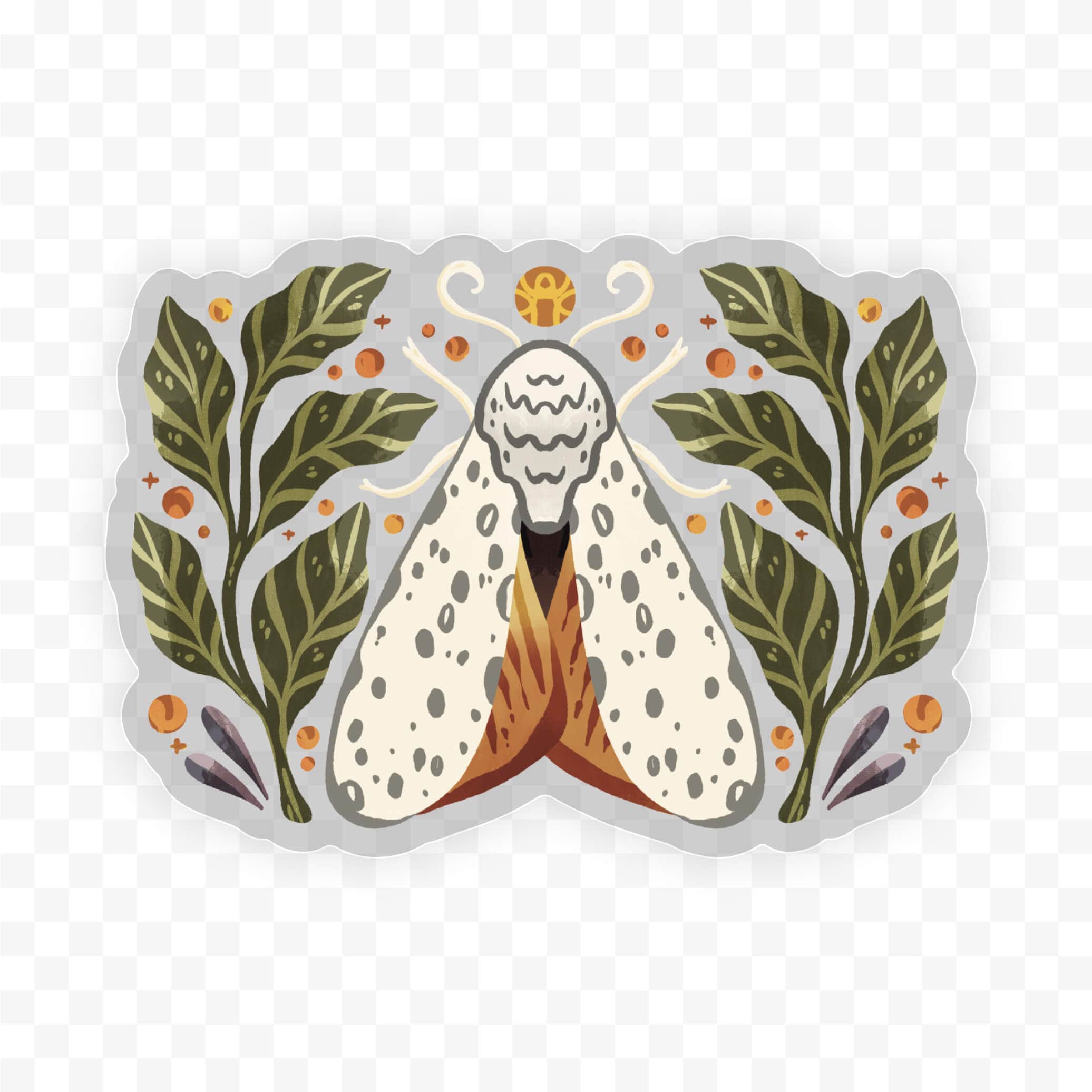  Moth and Leaves Clear Sticker、mySite、ghnorth