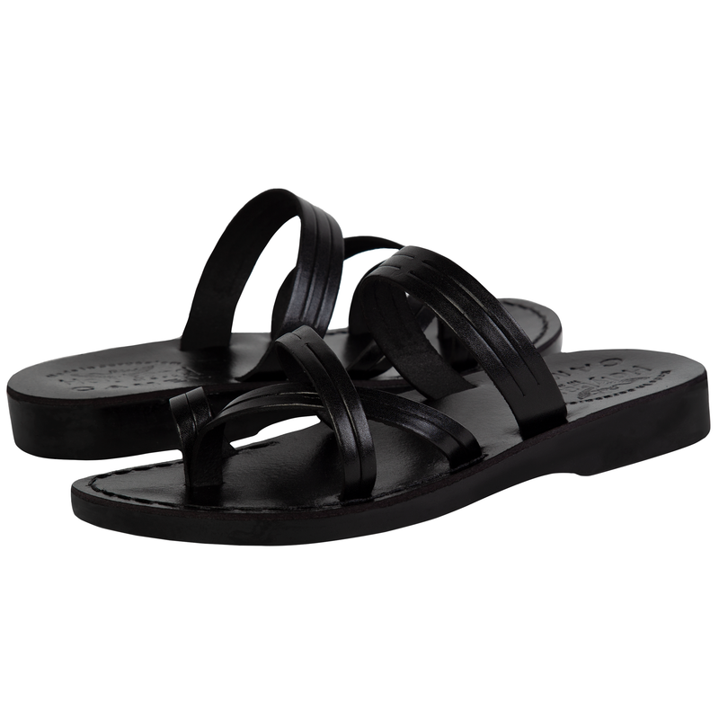 Holy Land Market Men/Women Biblical Jesus Leather Sandals/Slides From Jerusalem (Bethlehem Black Style II)、mySite、topwebapps