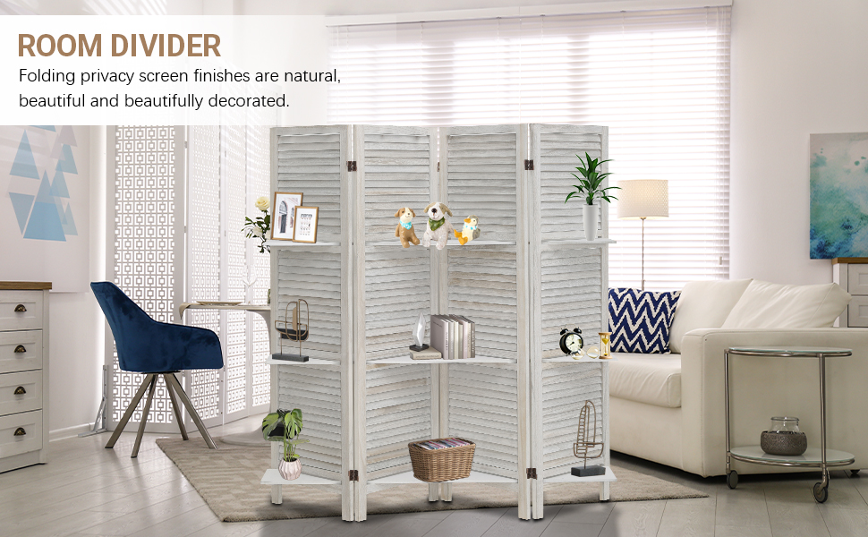 room divider with shelves