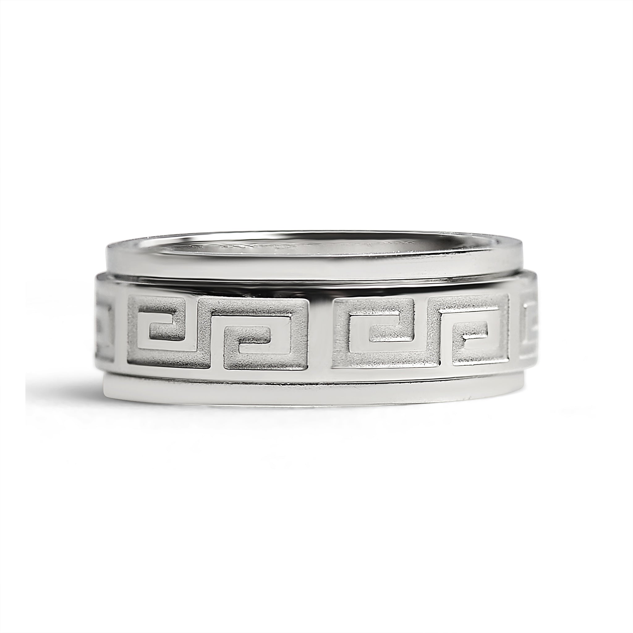 Stainless Steel Highly Polished Greek Key Spinner Ring / SRJ2048、mySite、dreamappss