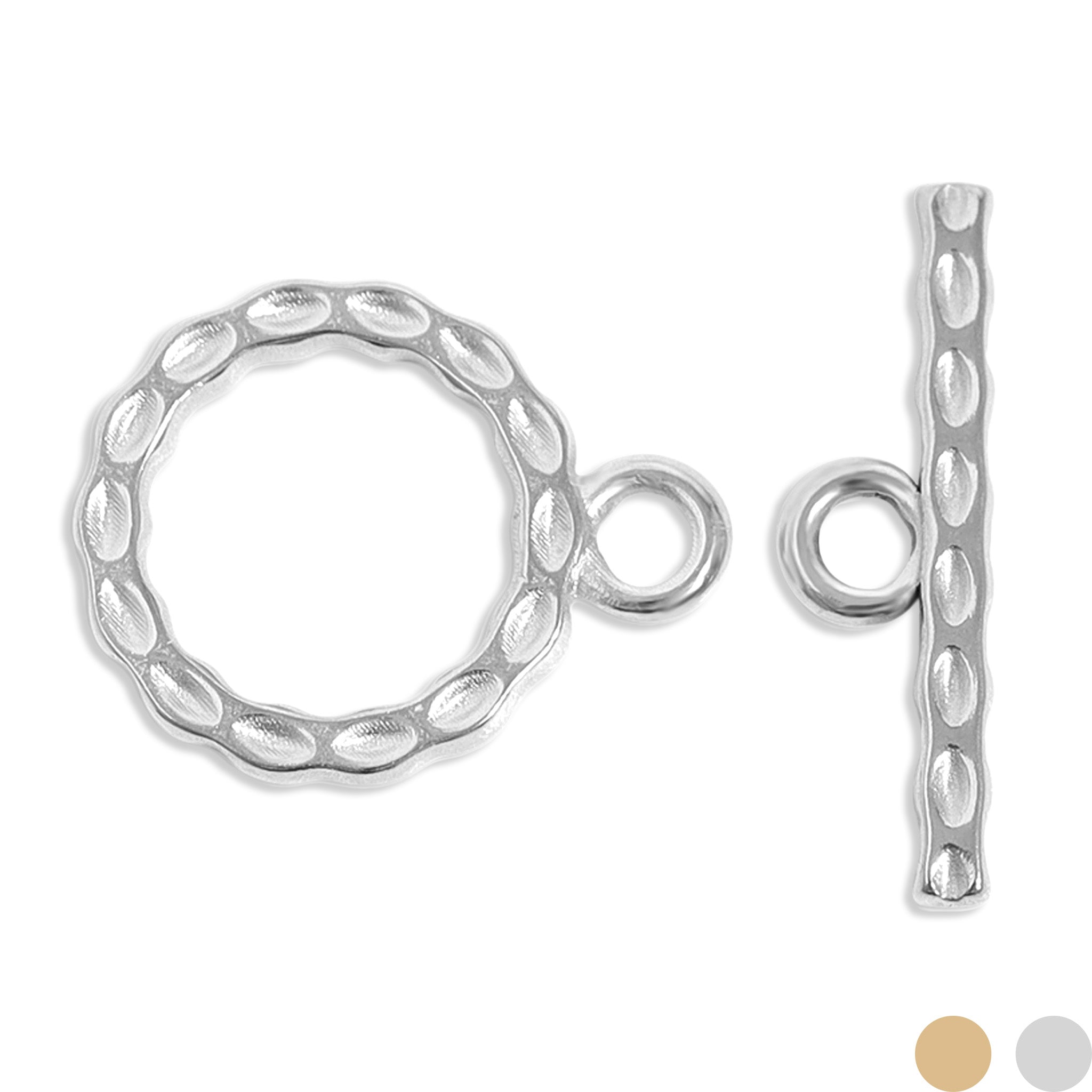 18K Gold PVD Stainless Steel Textured Circle Toggle Clasp / ENC0048、mySite、dreamappss