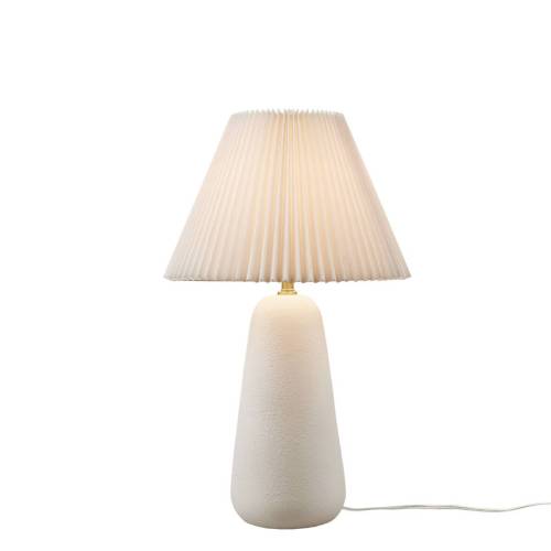 Textured Ceramic Table Lamp with Fluted Fabric Shade White See below、、eastwooduniform