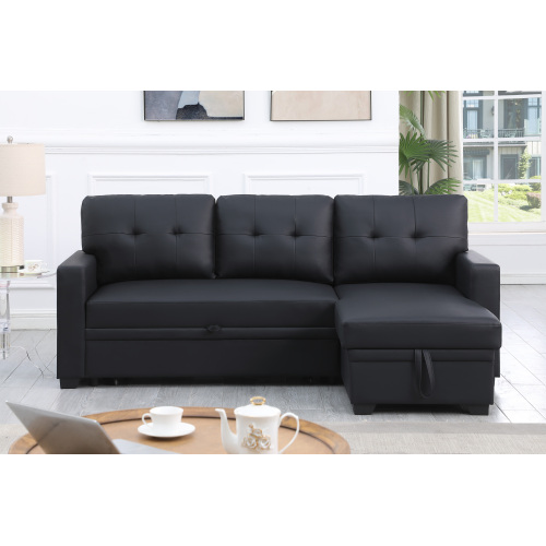 Upholstered Pull out Sectional Sofa with Chaise、、casual