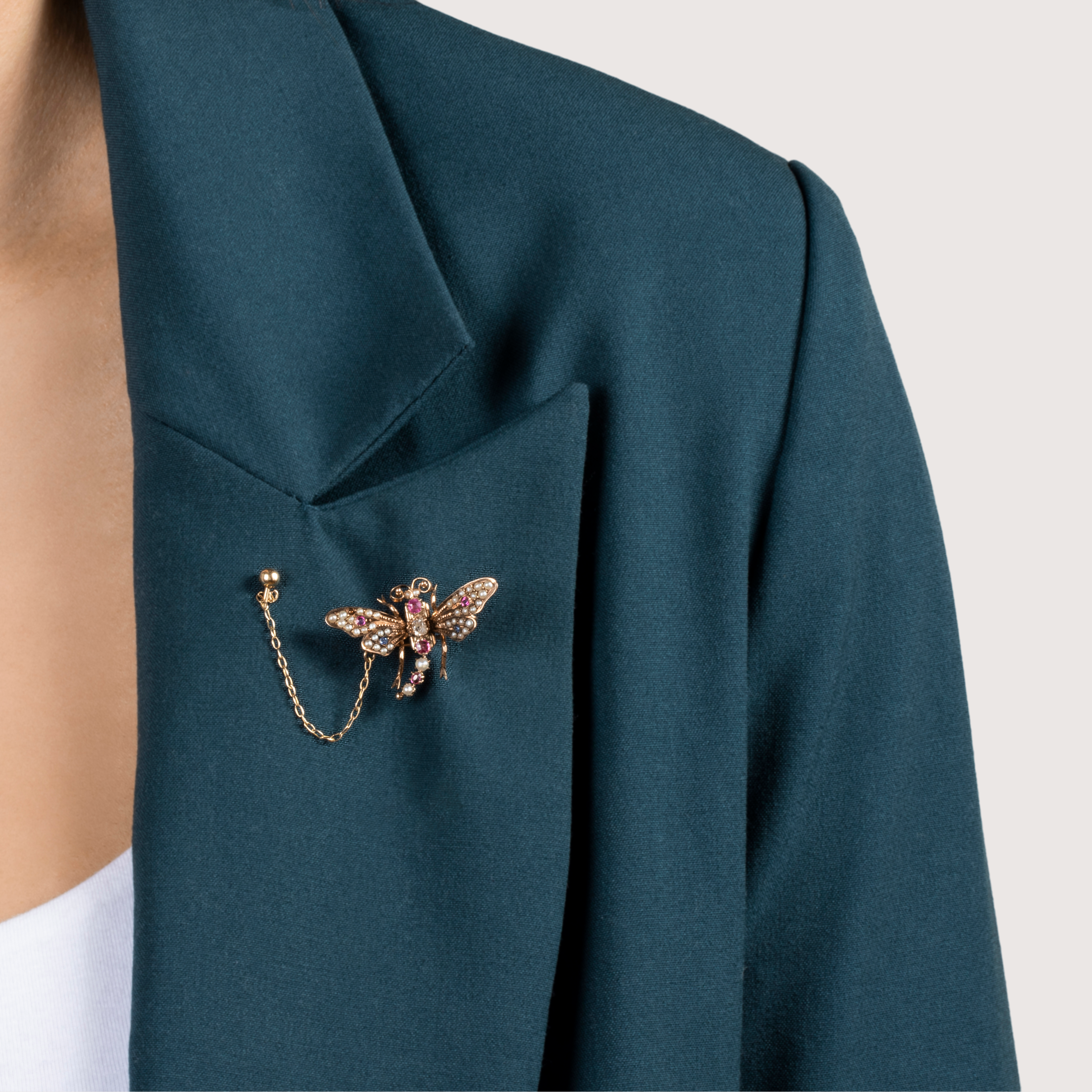 Antique 8k Rose & Yellow Gold Diamond Ruby Sapphire Pearl Figural Butterfly Pin、mySite、hinf8tx79