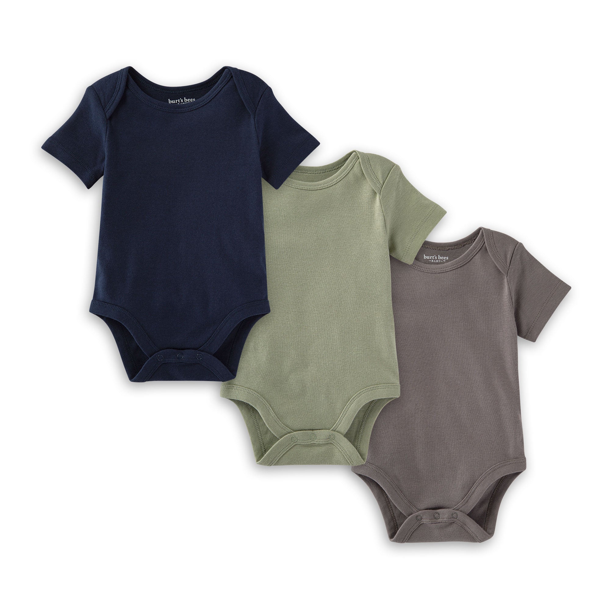 Organic Solid Short Sleeve Bodysuits - Set of 3 - Midnight、mySite、g9winljtr