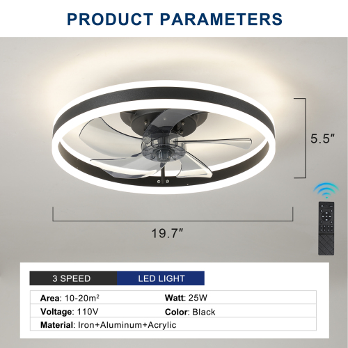 Ceiling Fans with Lights Dimmable LED Embedded installation of thin modern ceiling fans(Orange)、、eastwooduniform