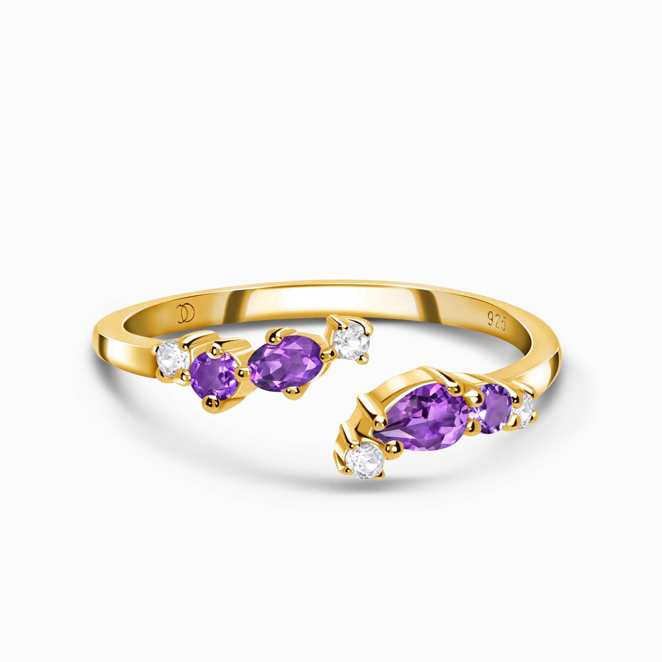 Adjustable Amethyst Ring Flourish - February Birthstone、mySite、hinf8tx79