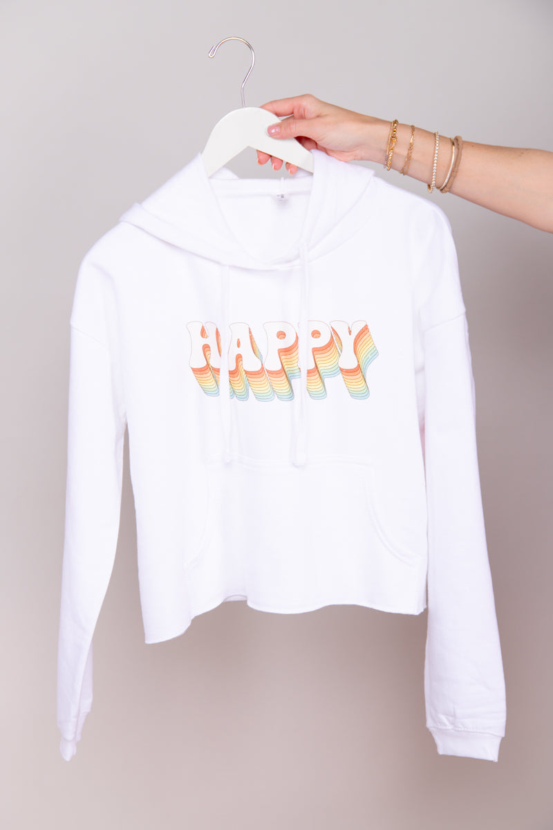 Happy Rainbow Graphic Hoodie - Girls (large)、mySite、hinf8tx79
