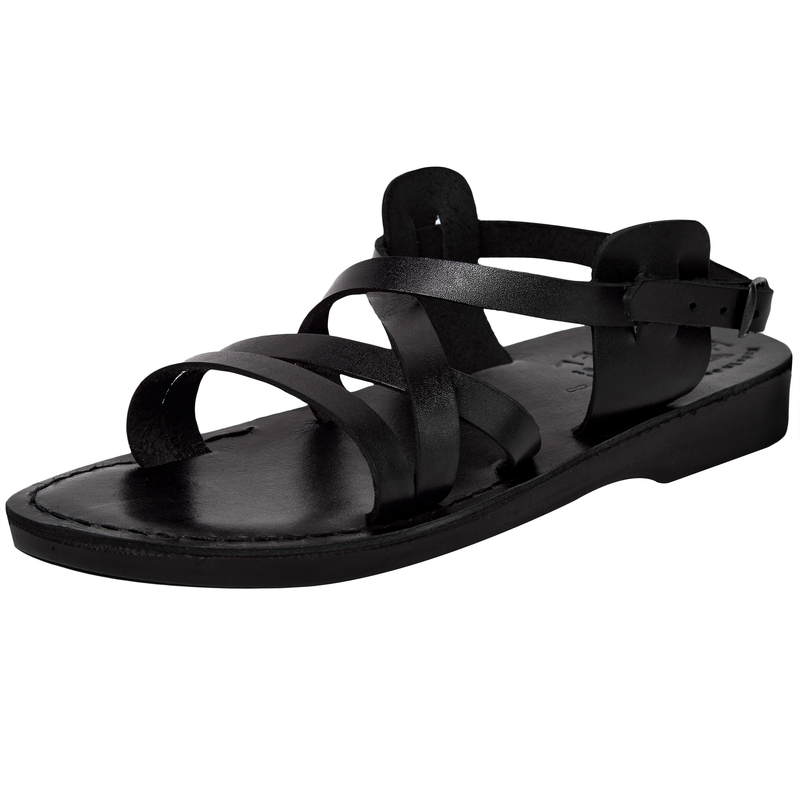  Holy Land Market Men/Women Biblical Jesus Leather Sandals/Slides From Jerusalem (Black Style II)、mySite、elrpsem3k