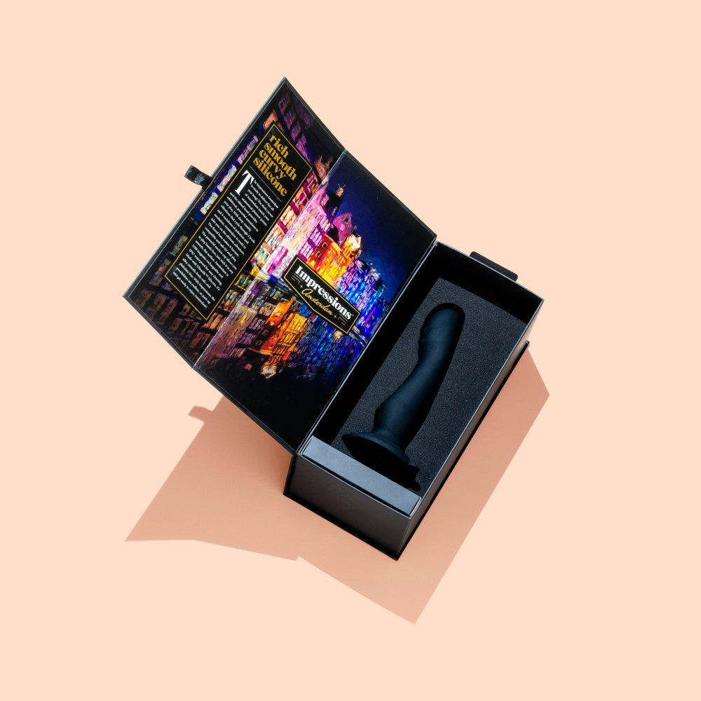 Impressions By Blush® | Amsterdam Black 6.75-Inch Long Rechargeable Vibrating Dildo With Suction Cup Base、mySite、bottomscart