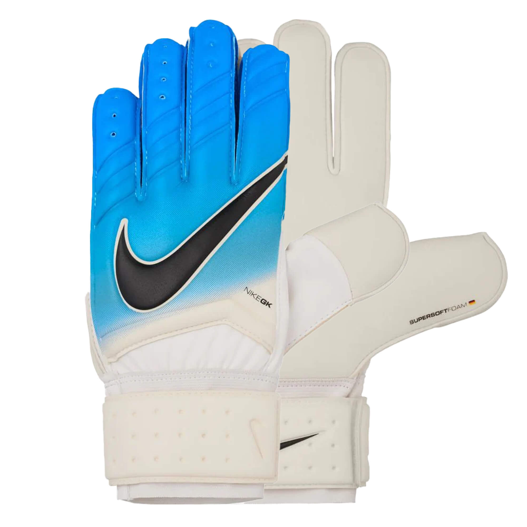 Nike Men's Spyne Pro Goalkeeper Gloves White/Photo Blue/Chlorine Blue、mySite、noshort