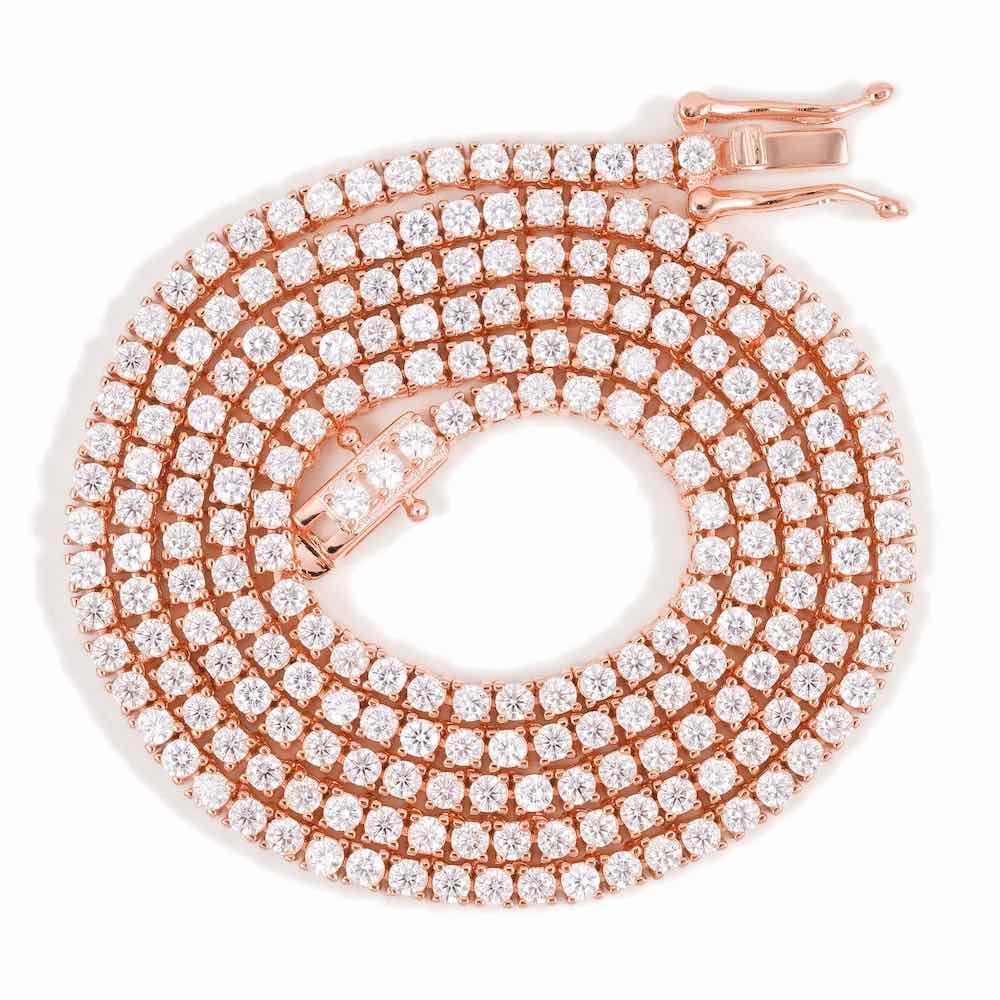 2MM Diamond Tennis Chain 14K Solid Rose Gold、mySite、hinf8tx79