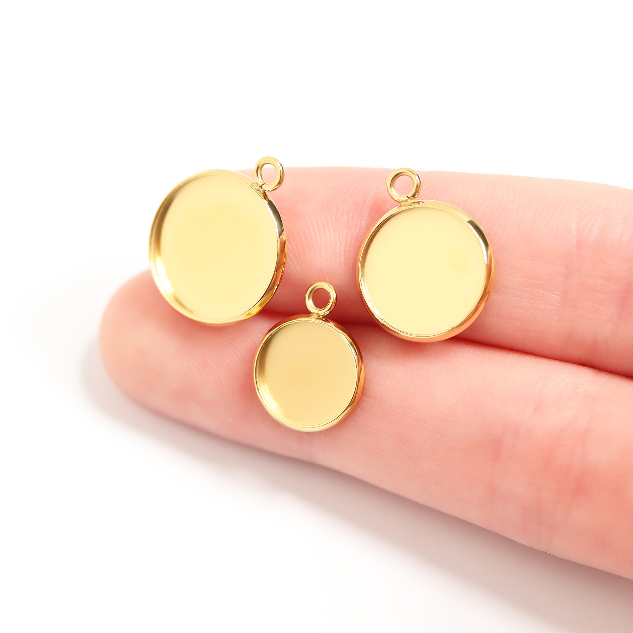 18K Gold PVD Stainless Steel Cabochon Bezel 10 Pack / ENC0020、mySite、dreamappss