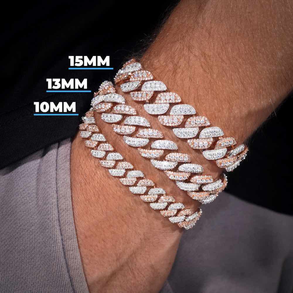 Moissanite Two Tone Cuban Link Bracelet 14K Gold (ALL SIZES)、mySite、hinf8tx79