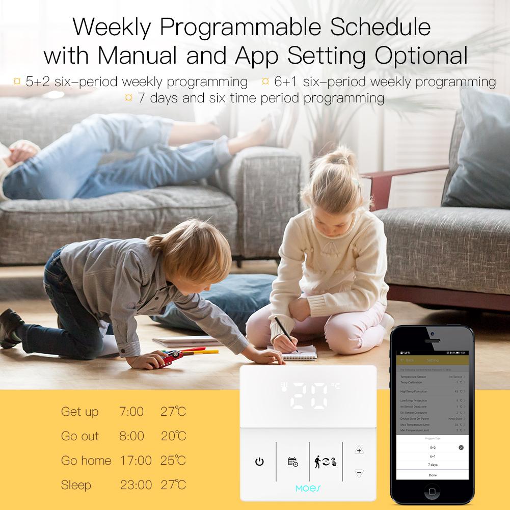 WiFi Smart Programmable Thermostat Electric Underfloor Heating Touch Screen Temperature Controller Logo Color Adjustable、mySite、fannypackpong