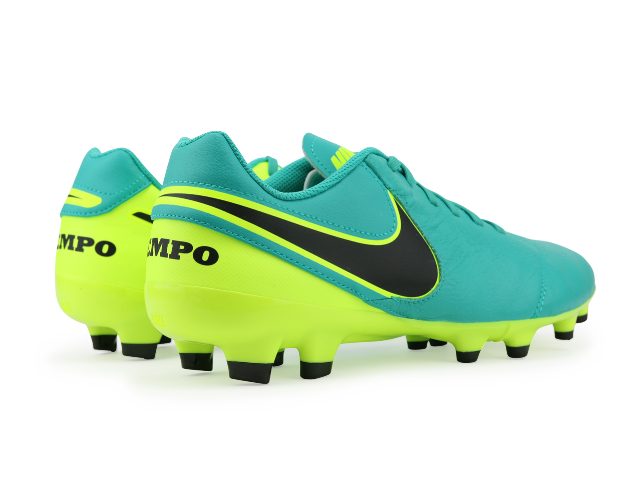Nike Men's Tiempo Genio Leather FG Clear Jade/Black/Volt、mySite、noshort