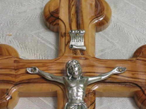 Nine Inch (9) Bethlehem Olive Wood Budded Cross and Crucifix with 14 Stations、mySite、topwebapps