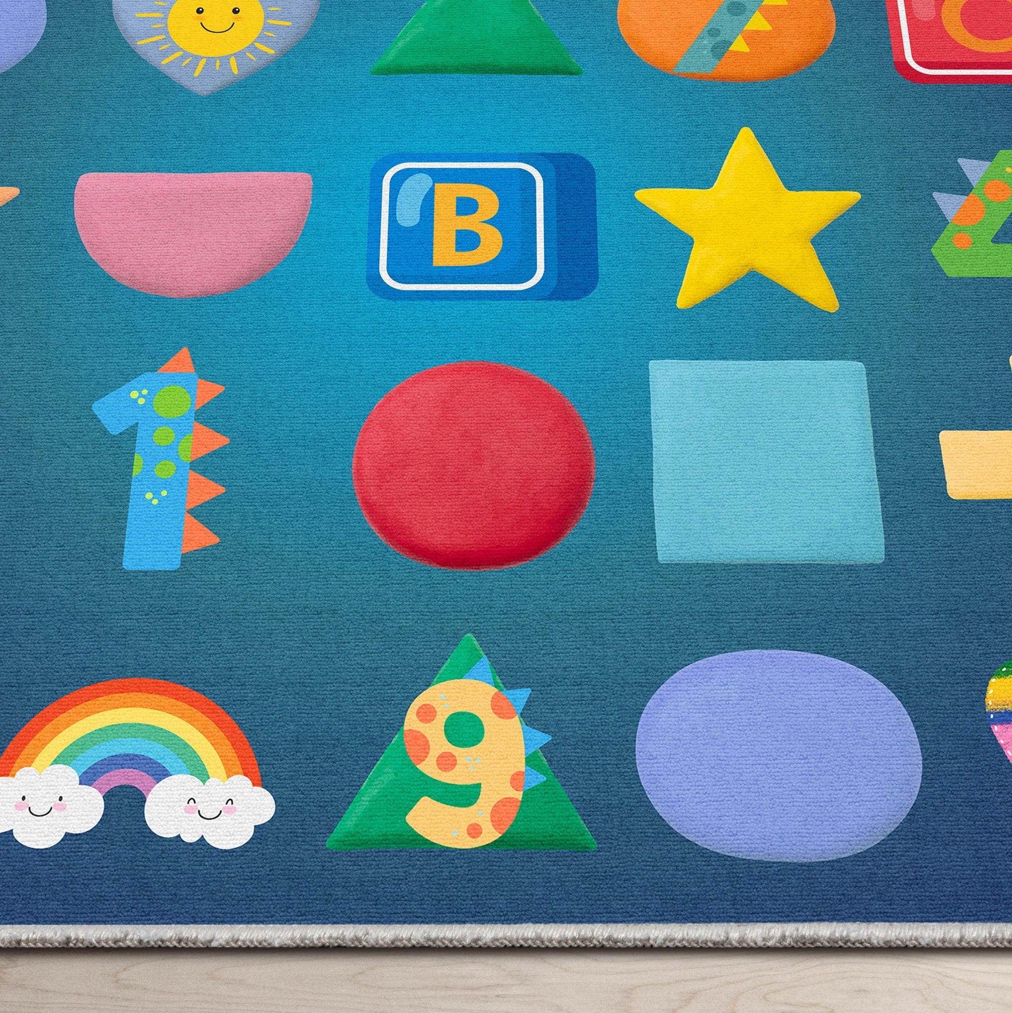 Crayola Modern Educational Numbers & Shapes Area Rug By Well Woven、mySite、gigharbornorthrealestate