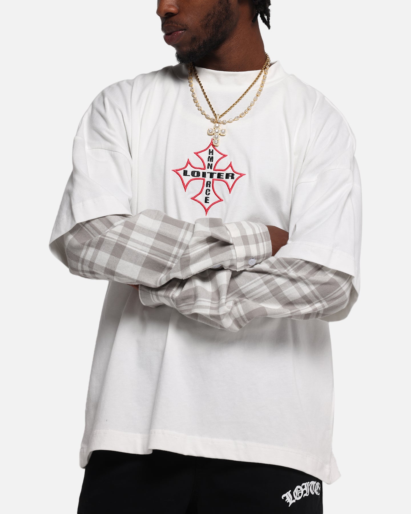 Loiter Layered Flannel T-Shirt Cream、mySite、zt4zffjzw