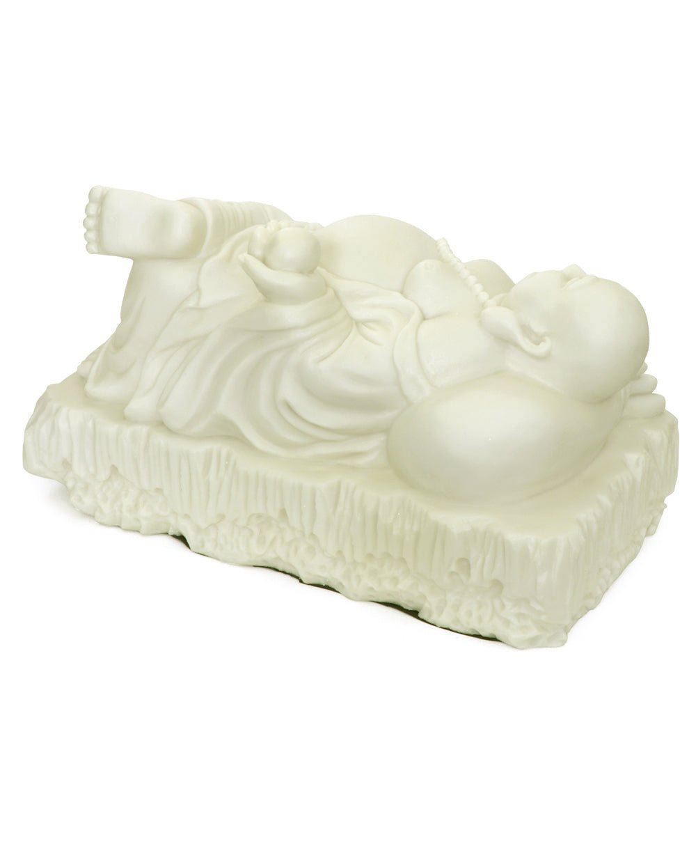 Joyous Relaxing Hotei Happy Buddha Statue in Cream White Finish, Indoor Outdoor Use、mySite、topwebapps