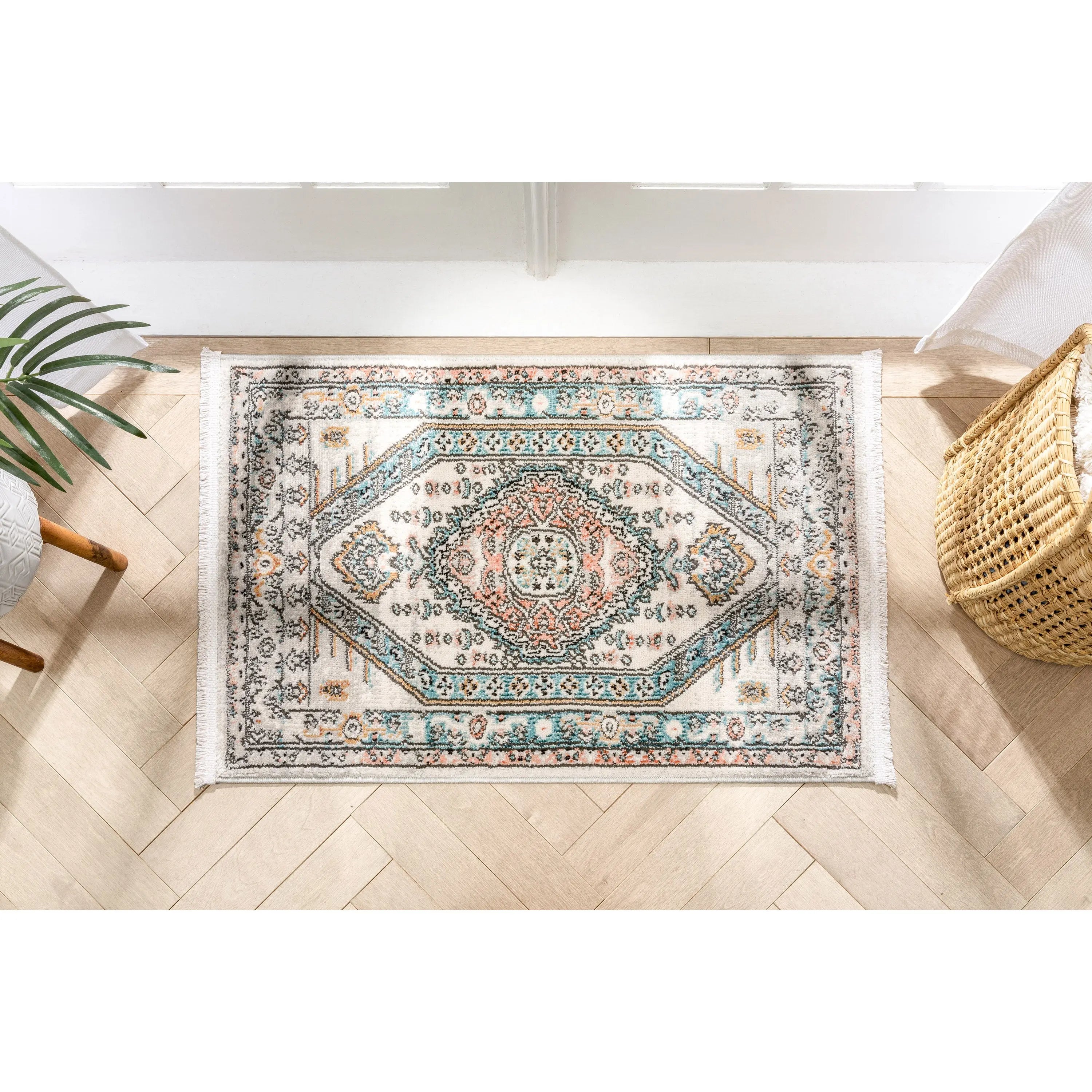 Jane Vintage Bohemian Aztec Tribal Blue Rug、mySite、gigharbornorthrealestate