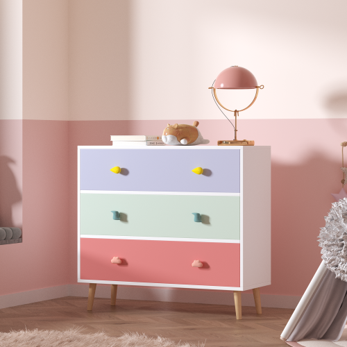 Kids 3 Drawer Dresser, Baby Nightstand for Bedroom, Storage Cabinet for Toddler Child for Living Room, Toddler Room, Nursery, Closet, Apartment (White)、、casual