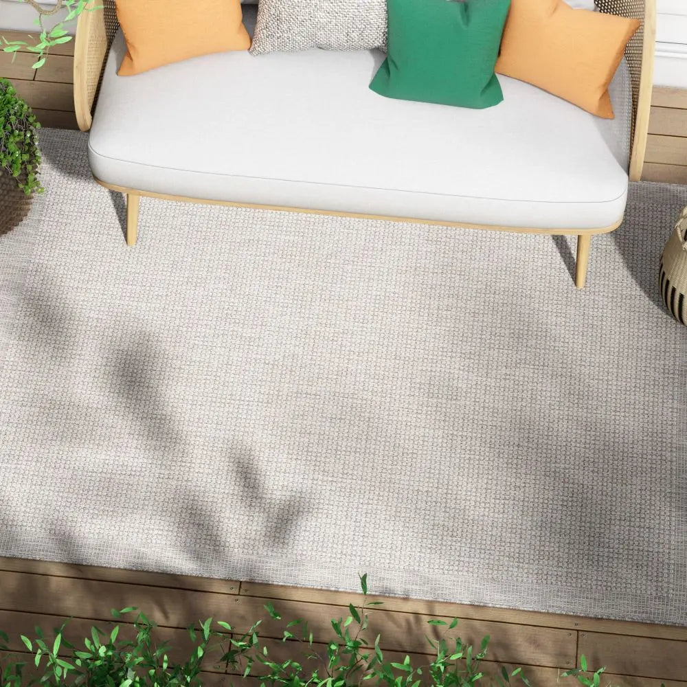 Odin Solid & Striped Border Indoor Outdoor Grey Ivory Flatweave Rug、mySite、gigharbornorthrealestate
