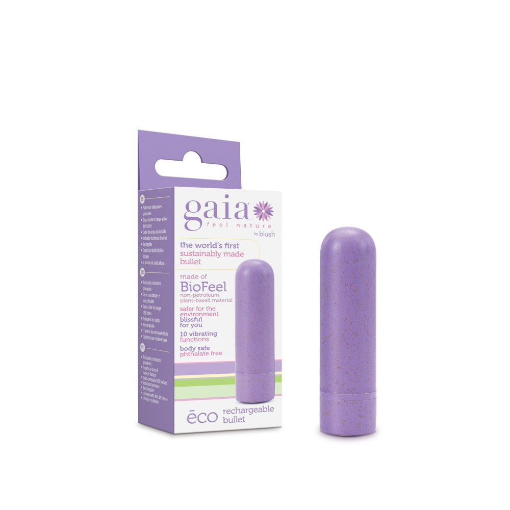 Gaia® By Blush | Eco Rechargeable: Plant-Based 3 Smooth Multispeed Bullet Vibrator in Lilac - Made from Sustainable BioFeel™、mySite、bottomscart