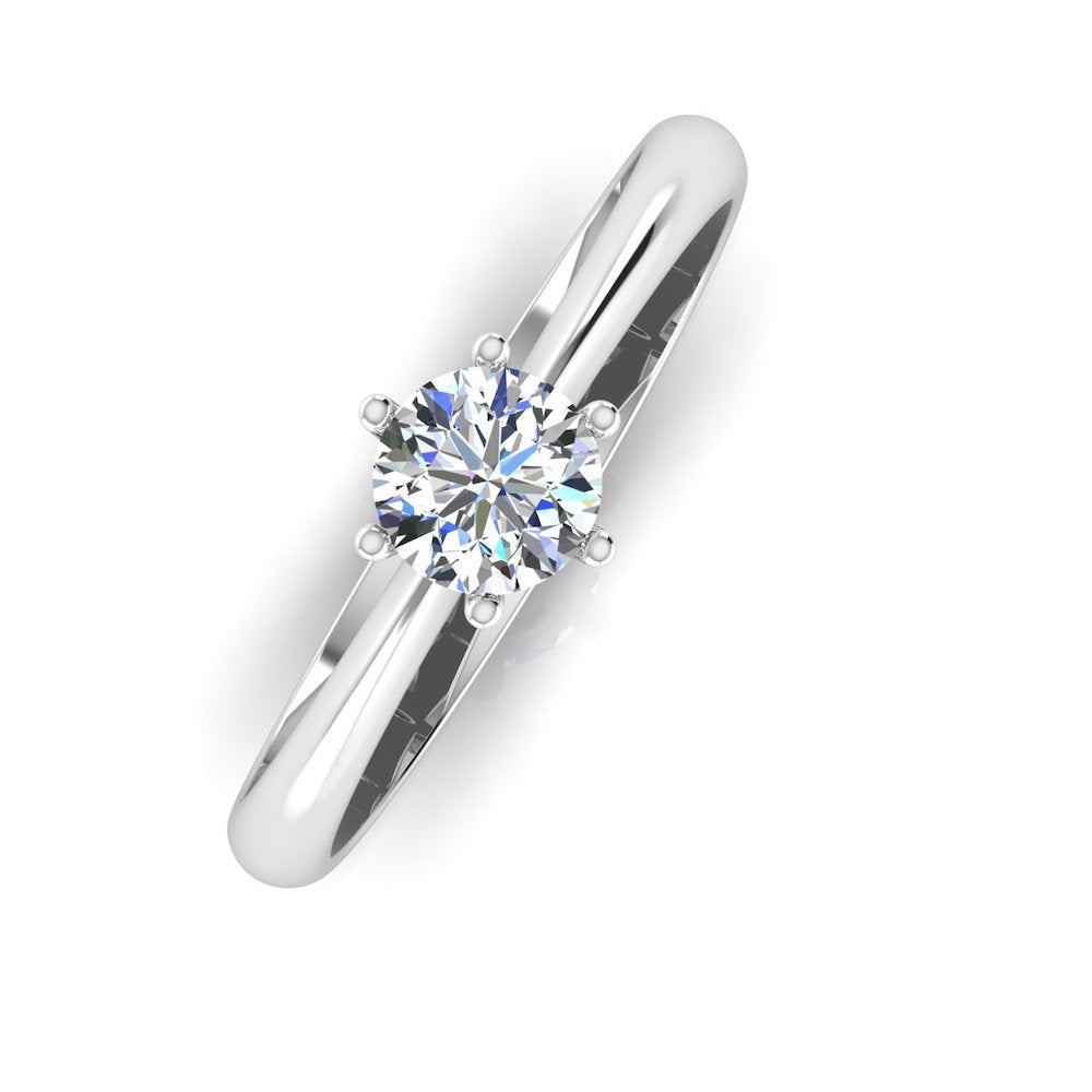 6 Prong Petite Moissanite Round Solitaire Engagement Ring、mySite、hinf8tx79